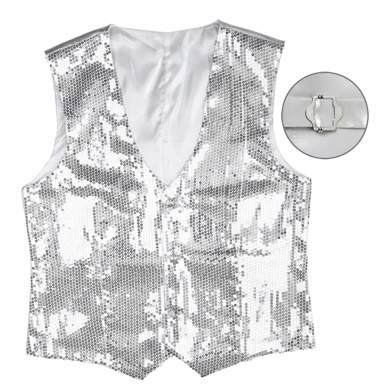 Gilet à sequin argent pour homme
