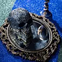 Miroir noir et bronze antique