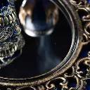 Miroir noir et bronze antique