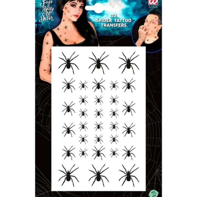 Planche de tatouages araignées