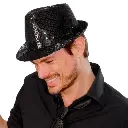 Chapeau Fedora sequins noirs