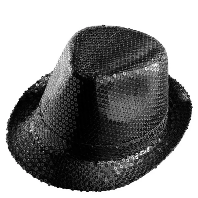 Chapeau Fedora sequins noirs