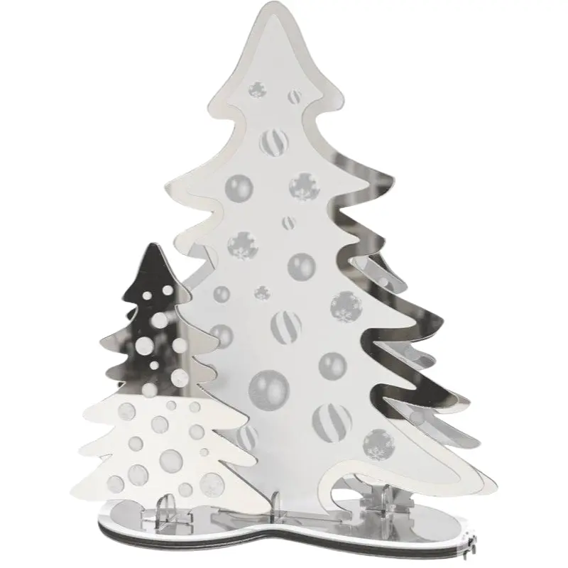 Déco Sapins effet miroir argent