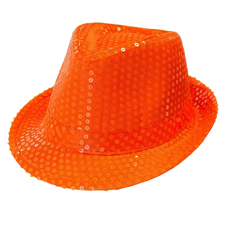 Chapeau Fedora fluo à sequins