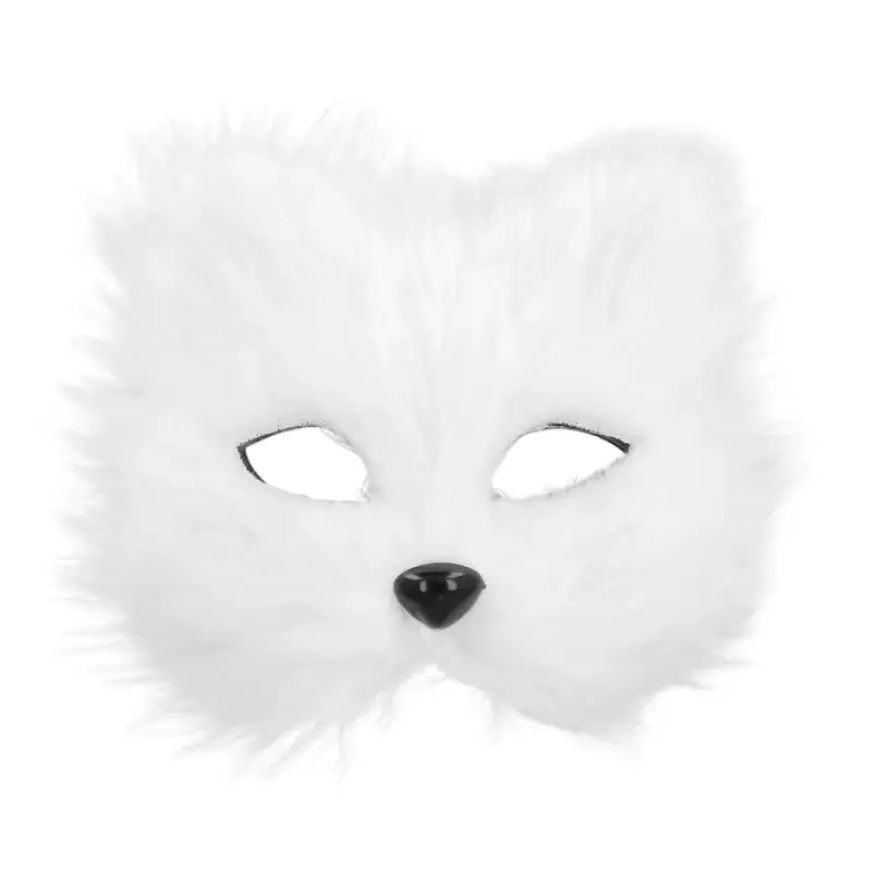 Masque chat blanc en peluche