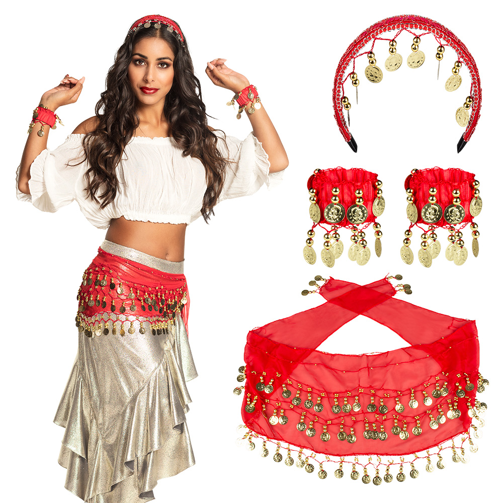 Set accessoires rouges danseuse du ventre 