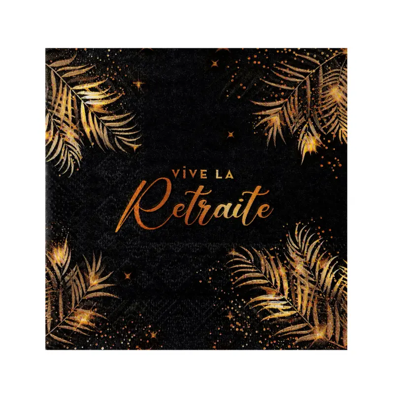 Serviettes Vive la Retraite noir