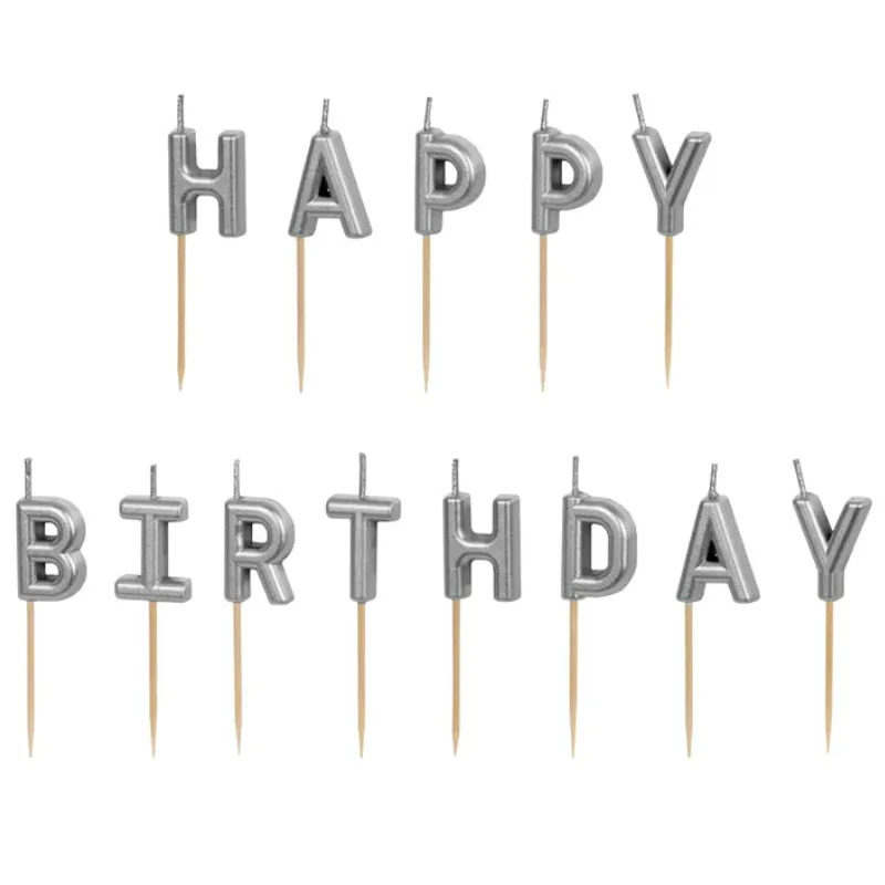 Bougies 'Happy Birthday' argent