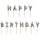 Bougies 'Happy Birthday' argent