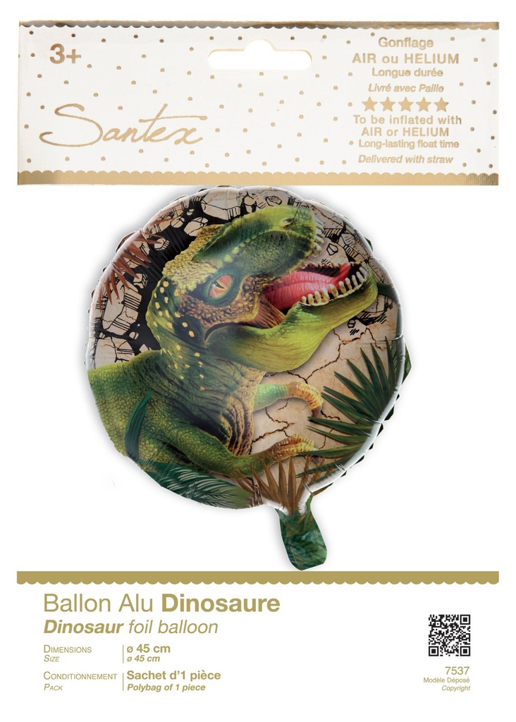 Ballon alu 45 cm Dinosaure