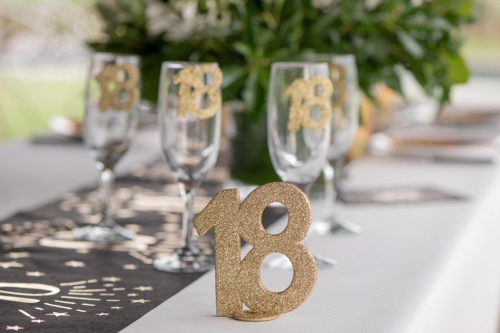 Centre de table 40 ans paillettes or