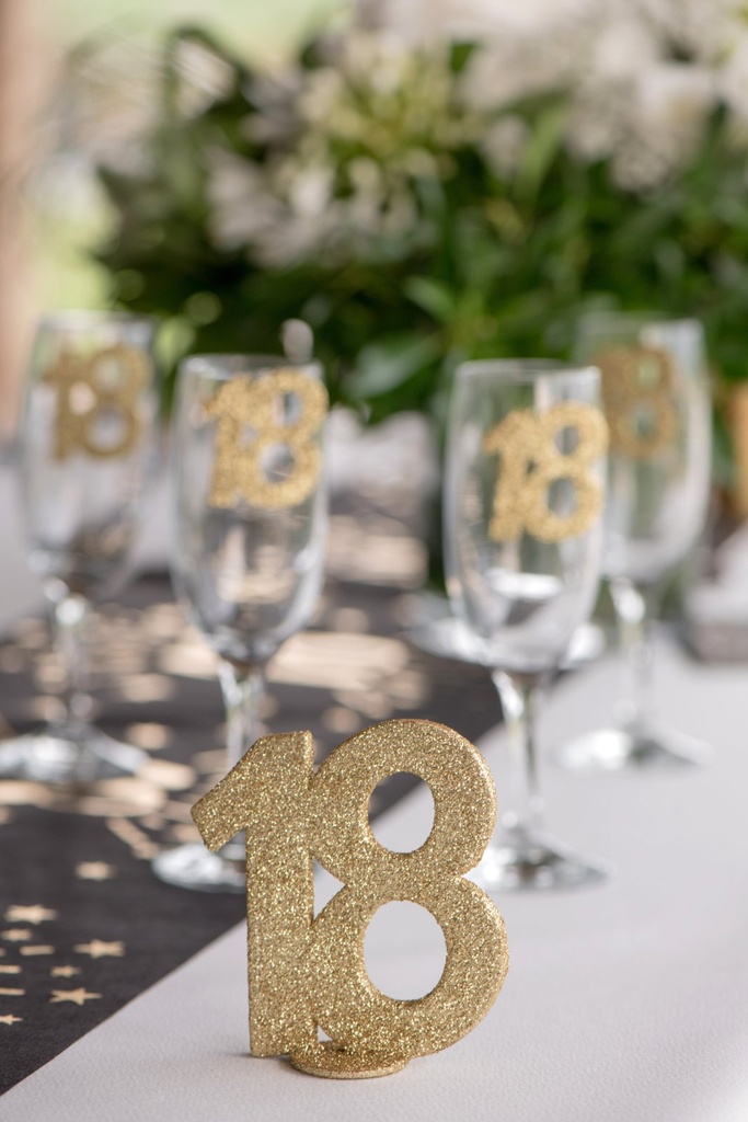 Centre de table 40 ans paillettes or