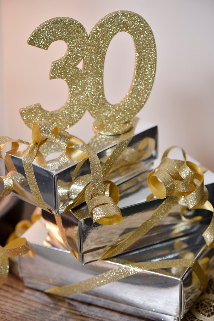 Centre de table 40 ans paillettes or