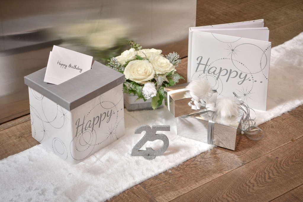 Centre de table 40 ans paillettes argent