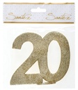 Centre de table 80 ans paillettes or