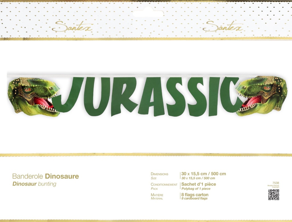 Guirlande dinosaure "Jurassic" verte