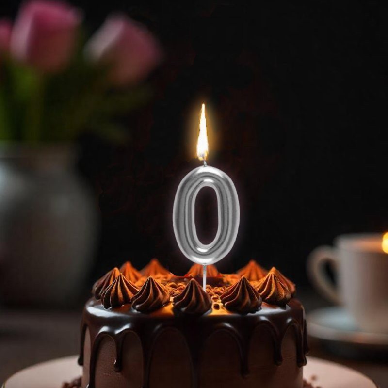 Bougie anniversaire chiffre 4 argent métallisé - vue 2