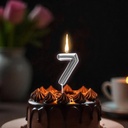 Bougie anniversaire chiffre 8 argent métallisé - vue 2