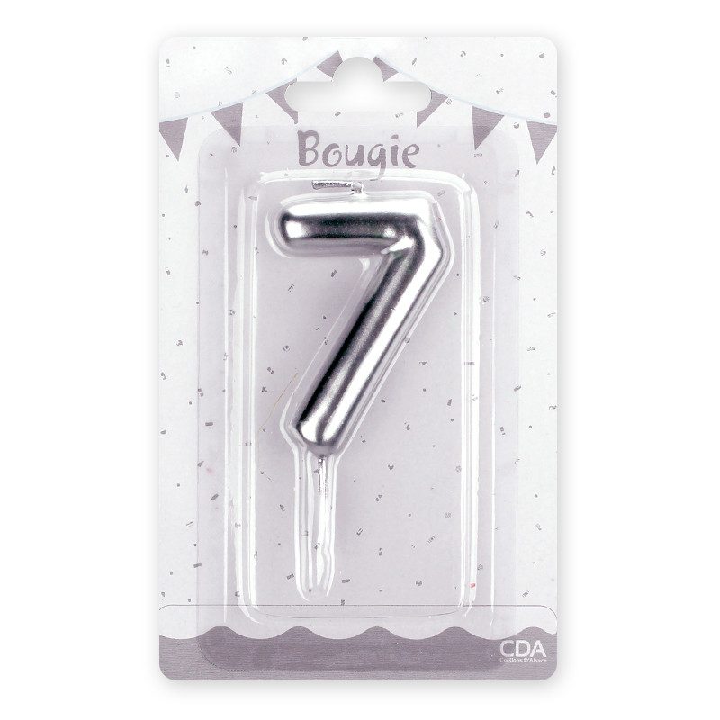 Bougie anniversaire chiffre 8 argent métallisé - vue 3
