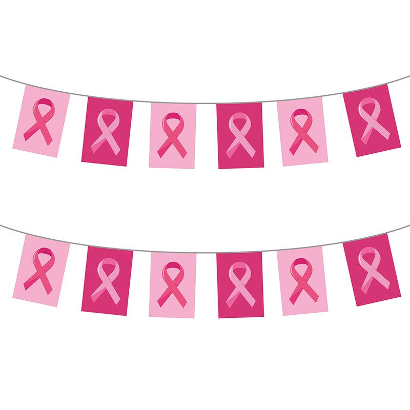 Guirlande Octobre Rose 20 fanions plastique - 10 m - vue 2