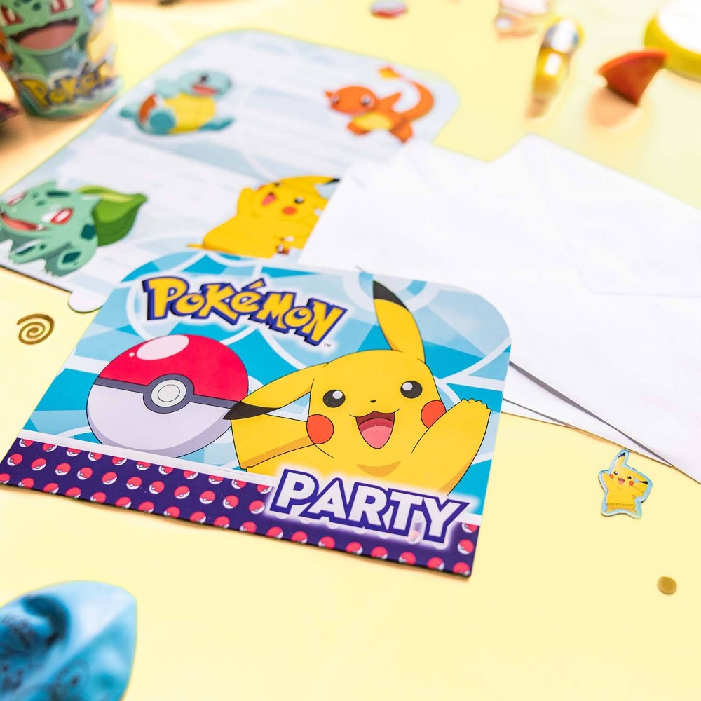 8 Invitations & Enveloppes Pokemon 2