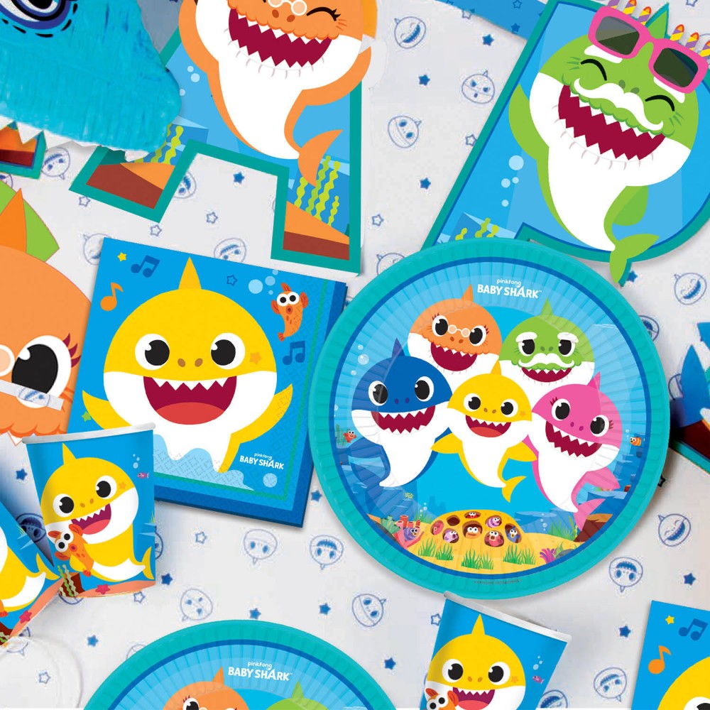 8 Assiettes rondes papier Baby Shark 23 cm 2
