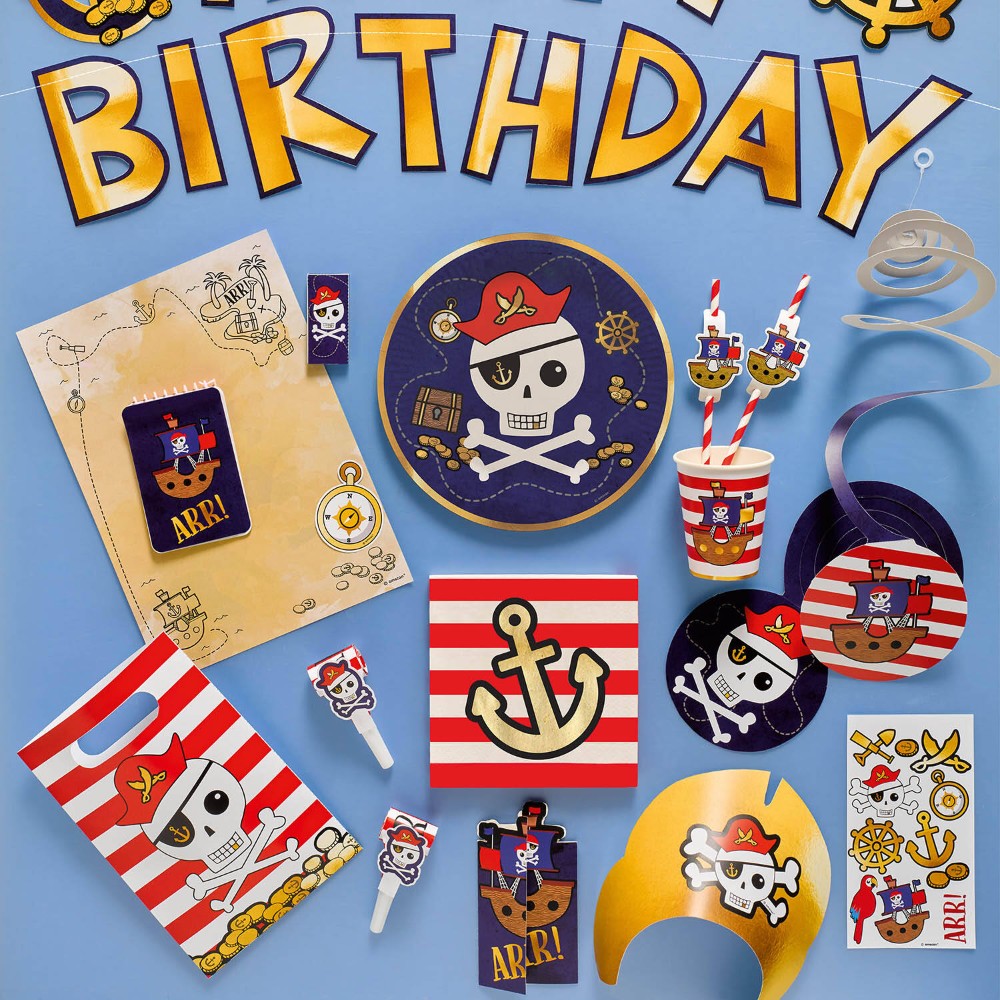 8 Sans-gênes plastique/papier Carte de Pirates 30 cm 2