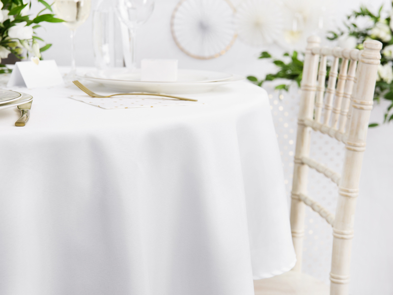 Nappe Ronde Blanche en Tissu - 280 cm 2