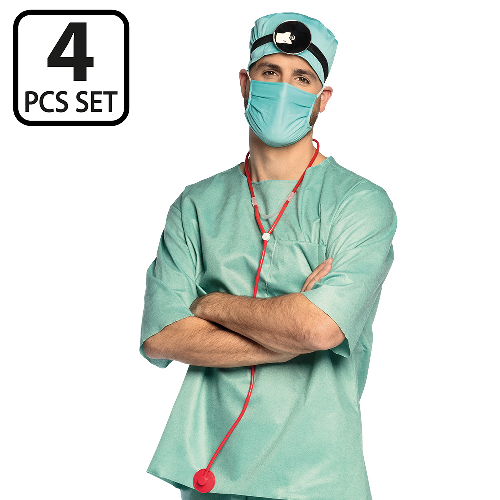 Set Docteur (bonnet, réflecteur frontal, masque et stéthoscope) – vue 2