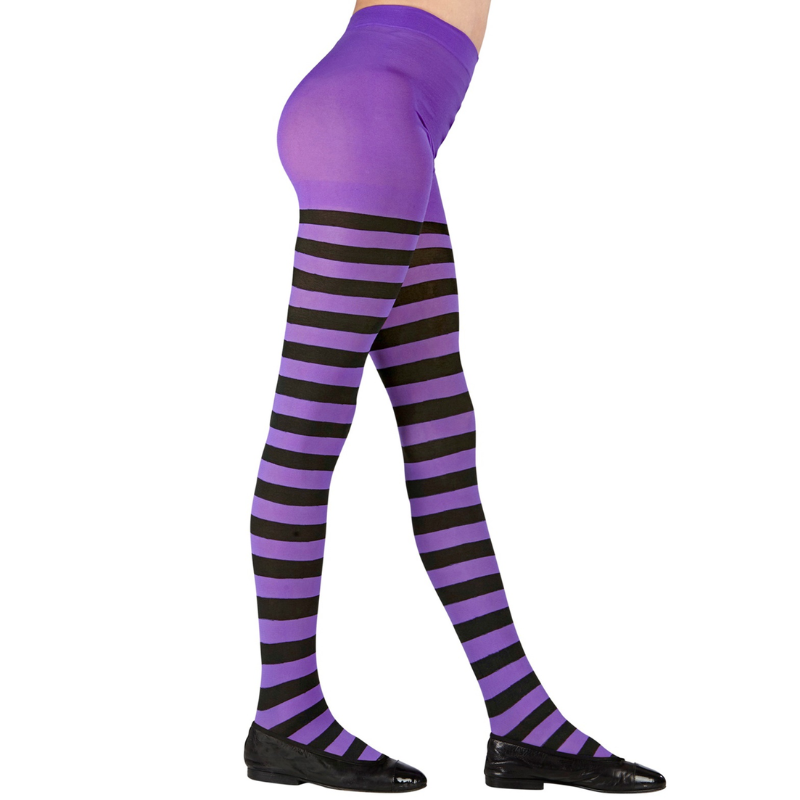 [WID01220] Collant enfant rayé noir et violet (4-6 ans)