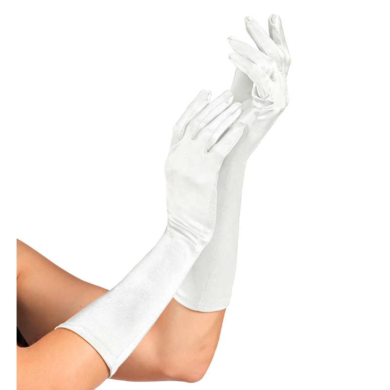 GANTS SATIN ÉLASTHANNE BLANCS 40 cm