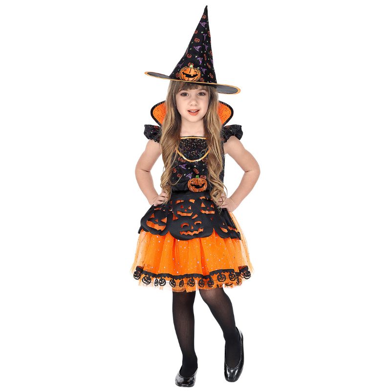 [WID07085] Pumpkin Witch Costume for Girls (4-5 ans /116 cm)