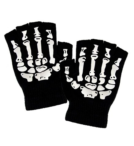 [WID95703] Skeleton finger fingerless gloves