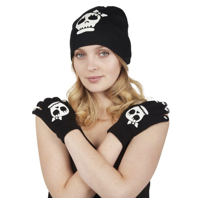 Bonnet et gants tête de mort - Halloween