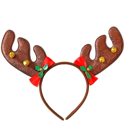 [WID01975] Reindeer Antlers Headband with Holly and Bells