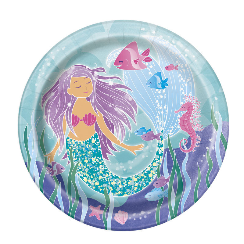 Assiettes sirène 23 cm, lot de 8