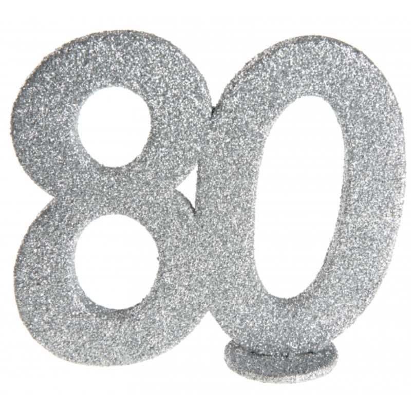 Centre de table 80 ans paillettes argent