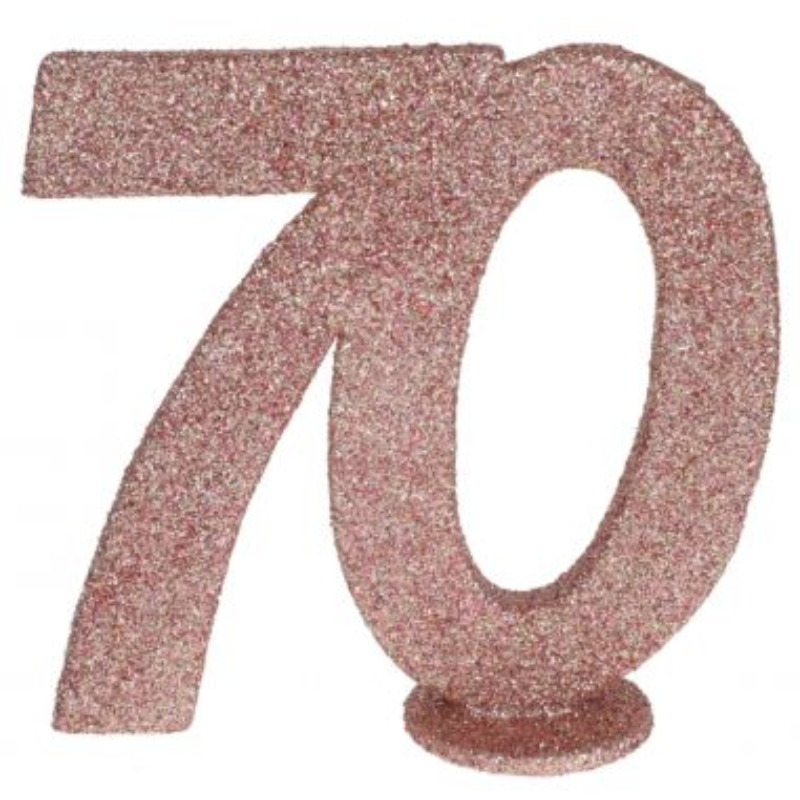 Centre de table 70 ans paillettes rose gold
