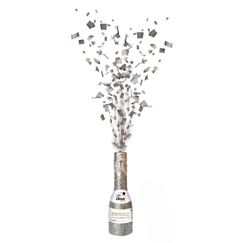 [PCL93013] Mini canon à confettis bouteille de champagne argent