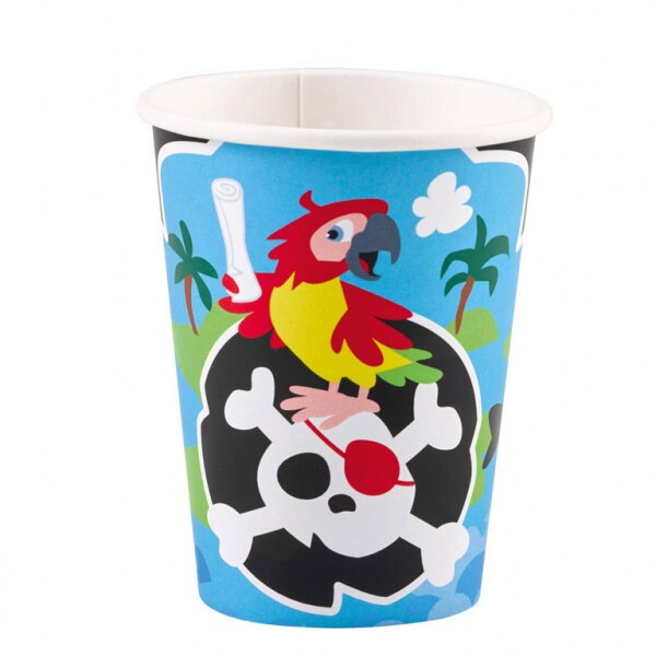 [AMS9902121-66] Gobelets pirate carton, paquet de 8 - 250 ml