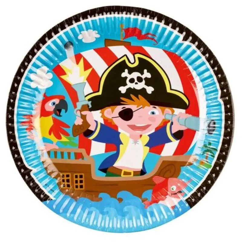 [AMS9902120-66] 8 Teller Pirat aus Pappe - 23 cm