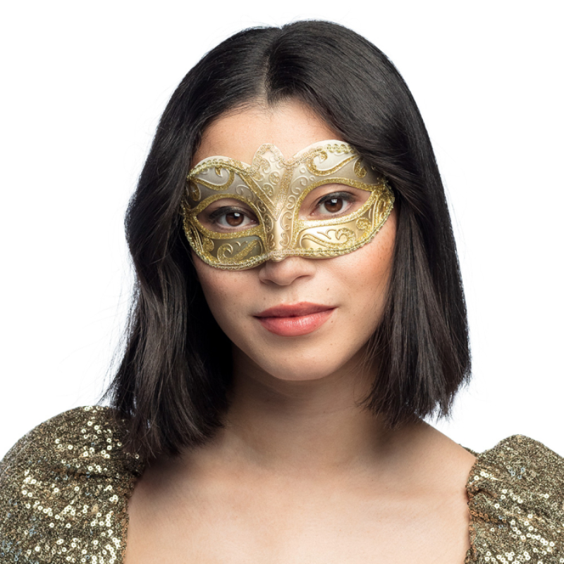 Masque vénitien métallique avec paillettes