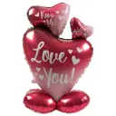 Ballon trio de cœurs sur base 77 cm