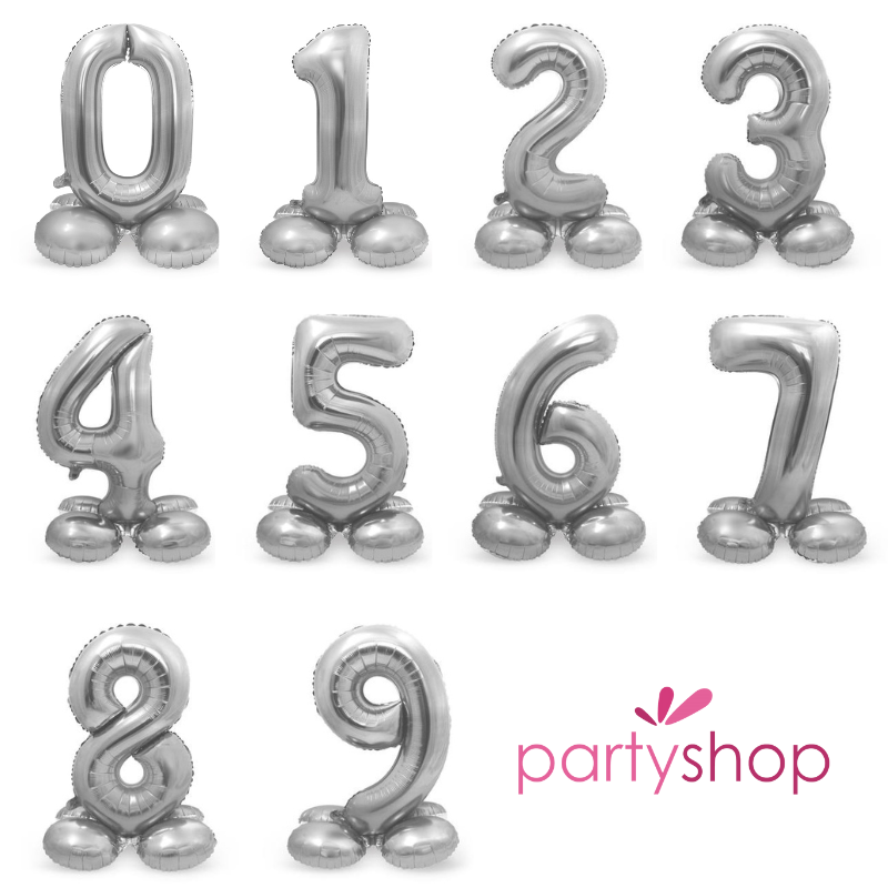 Ballon Chiffre argent avec base coussin - 72 cm