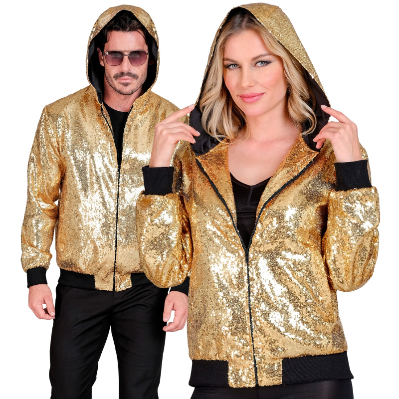 Veste bomber à paillettes avec capuche