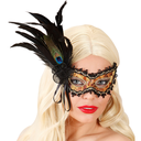 Venezianische Maske Schildpatt mit Federn