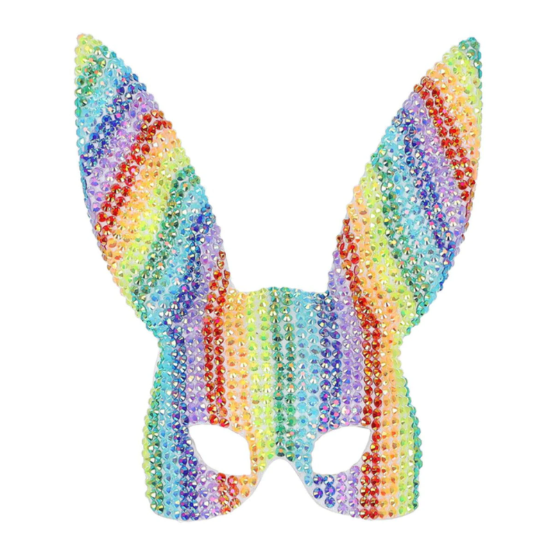 [SMI53042] Fever Deluxe Hasenmaske mit Regenbogen-Strass