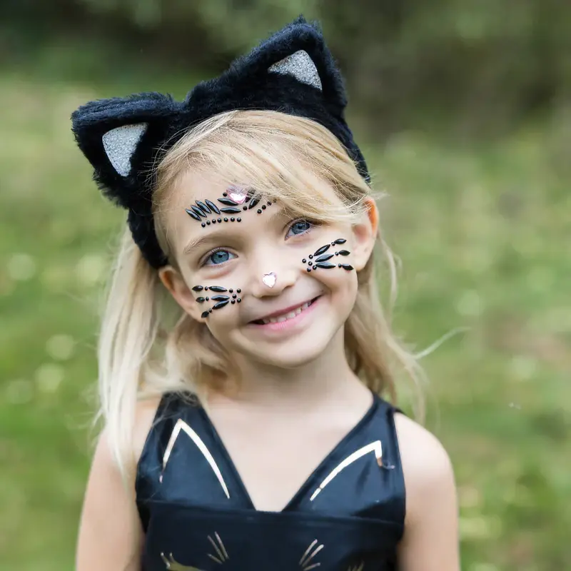 Strass autocollants visage pour enfant - Chat noir