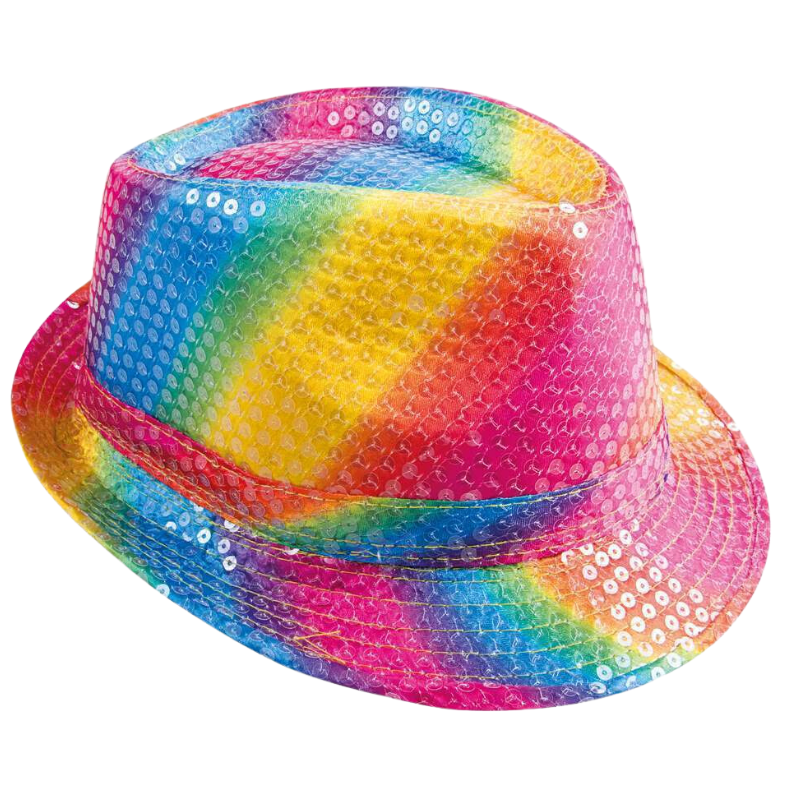 [PCL20200] Borsalino Hut mit Regenbogen-Pailletten