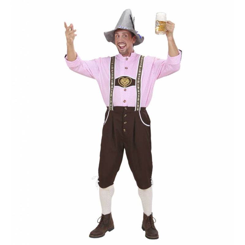 [WID7421M] Déguisement bavarois Oktoberfest Lederhosen marron brodée